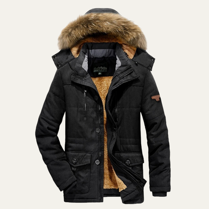 Warm Waterproof Men's Fleece Hooded Parka Coat