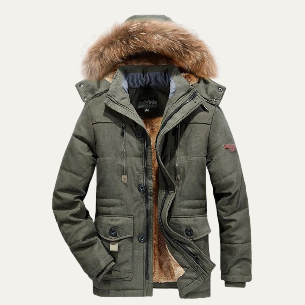 Thermal Men's Insulated Fleece Hooded Parka Coat