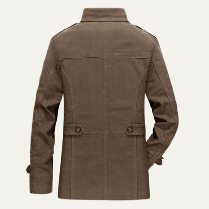 Warm Men's Plaid Lined Double Breasted Wool Coat