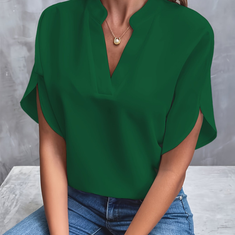 Women's Chic V-Neck Split Sleeve Casual Blouse - Nocini