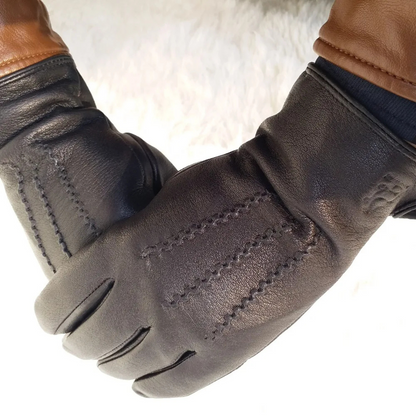 Thermal Insulated Mens Leather Snow Gloves