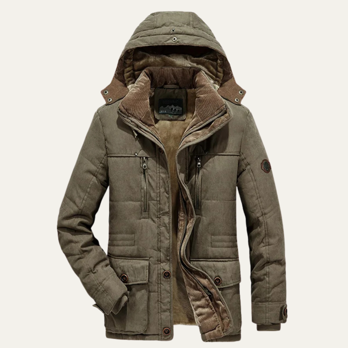 Insulated Men's Cold Weather Hooded Parka Coat