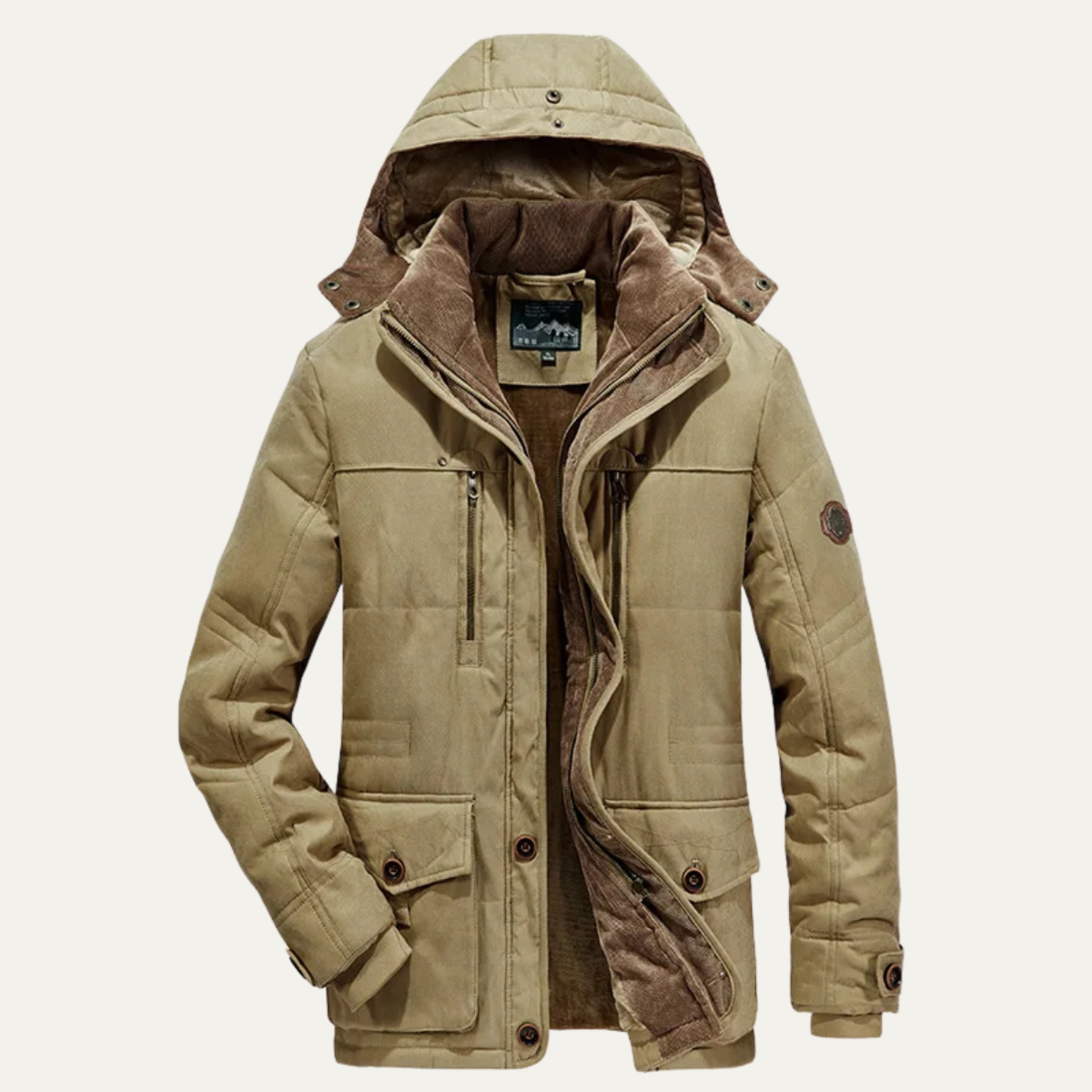 Warm Men's Heavy Fleece Hooded Parka Coat Jacket
