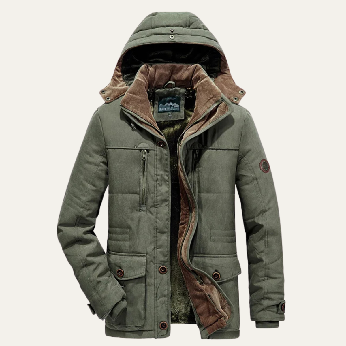Insulated Men's Cold Weather Hooded Parka Coat