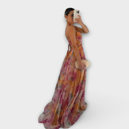 Elegant Mesh Evening Gown