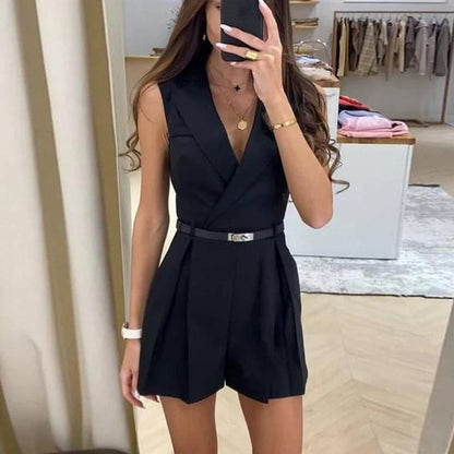 Chic Sleeveless Jumpsuit with Belted Waist