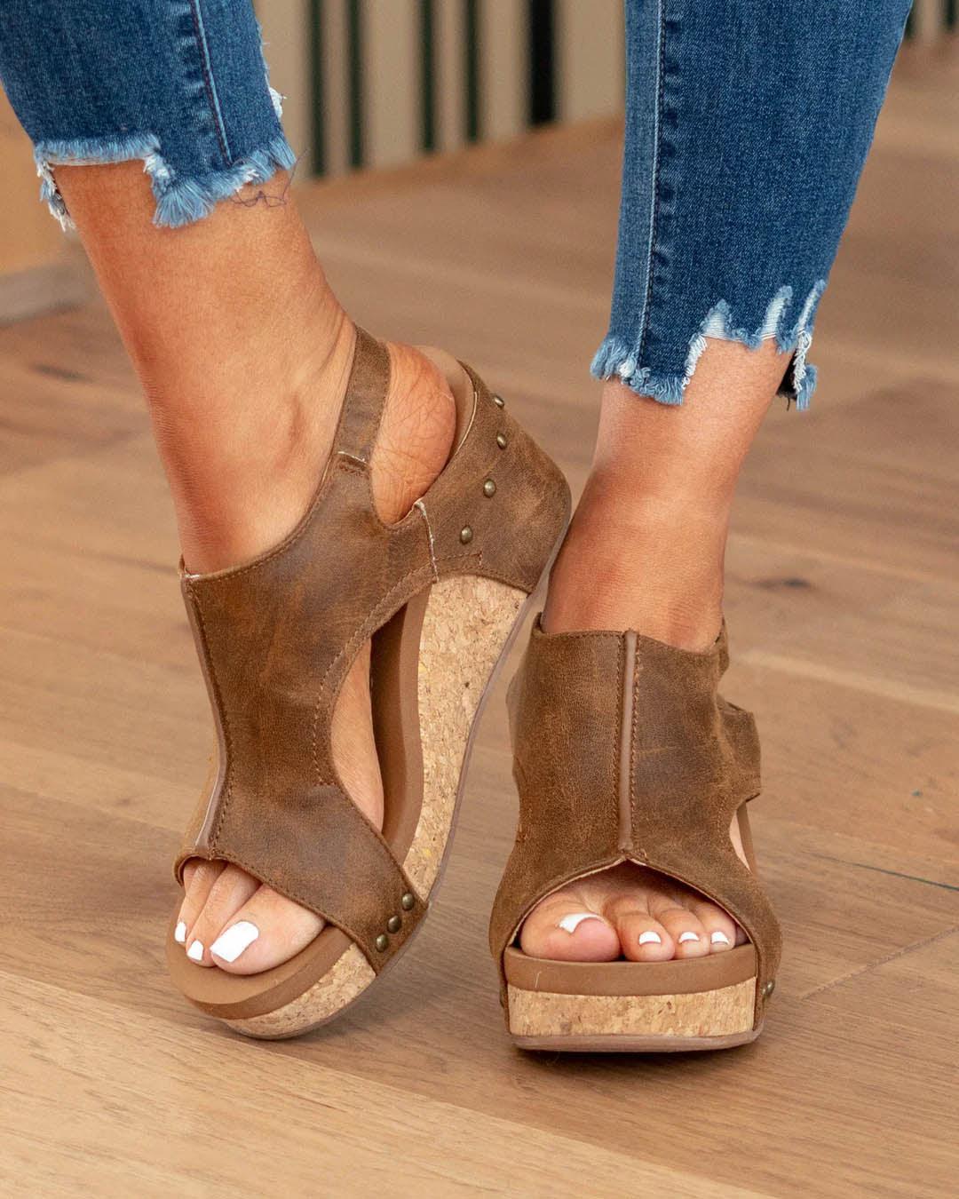 Clearance Vegan Summer Wedge Sandals