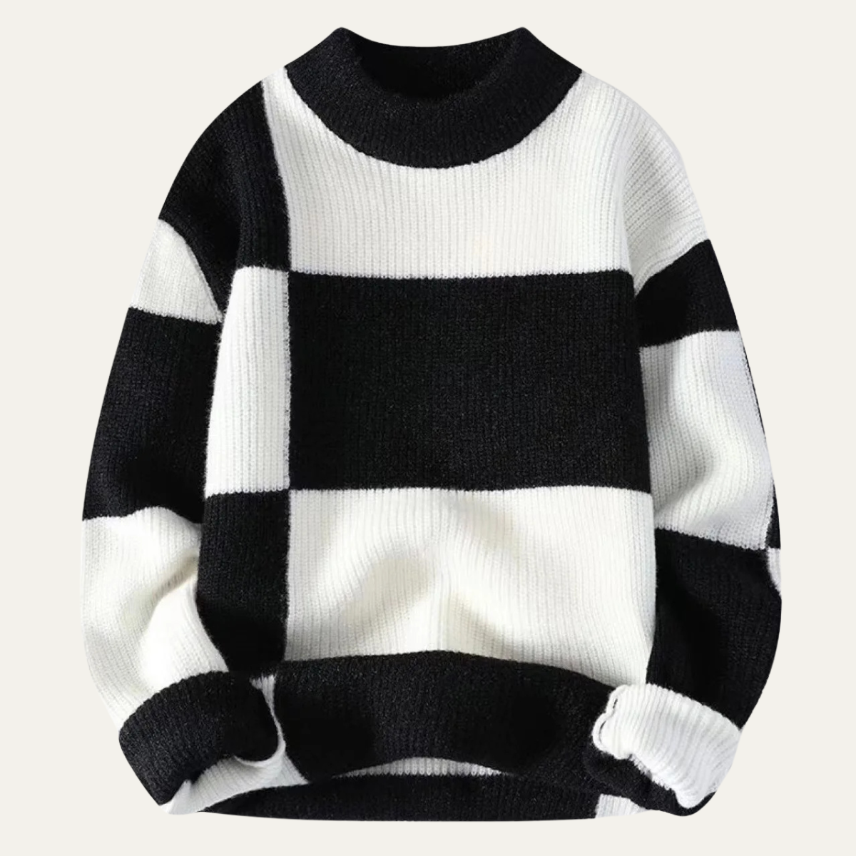 Relaxed Fit Men's Striped Crew Neck Sweater