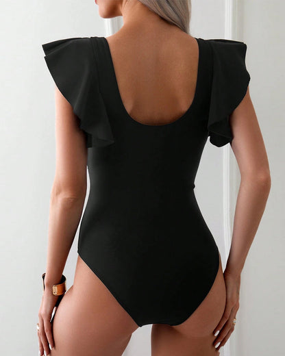 Women's Cute Ruffled Cap Sleeve Swimwear