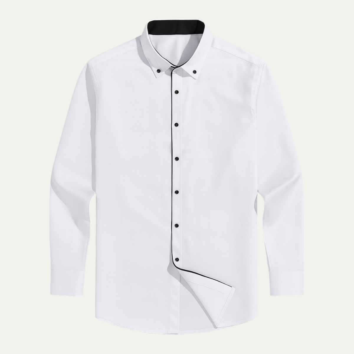Classic Fit Mens White Long Sleeve Dress Shirt - Nocini