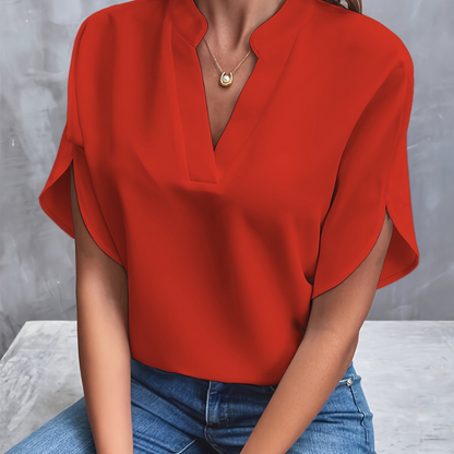 Women's Chic V-Neck Split Sleeve Casual Blouse