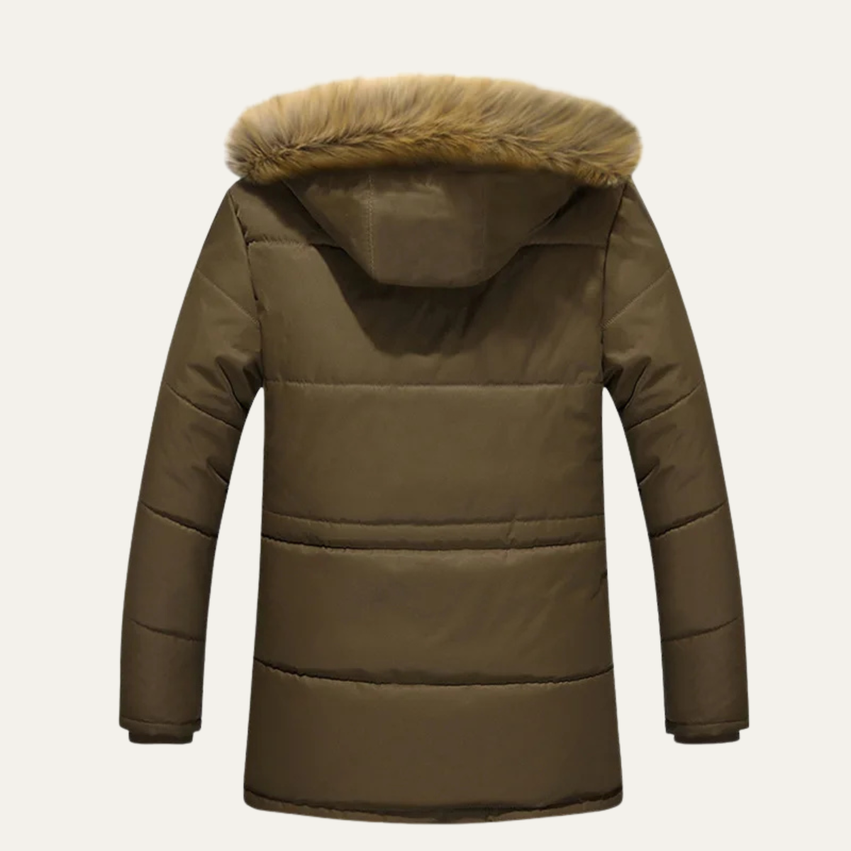 Warm Men's Quilted Parka with Faux Fur Hood