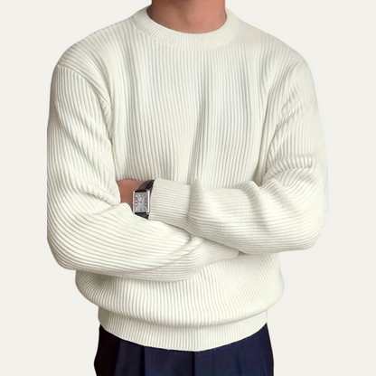 Traditional Mens Ribbed Crew Neck Jumper Sweater