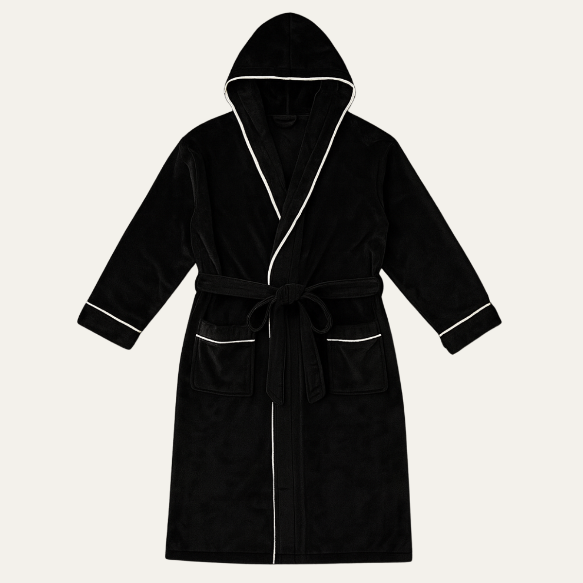 Cozy Men's Hooded Fleece Bathrobe with Tie Waist - Nocini