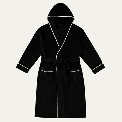 Cozy Men's Hooded Fleece Bathrobe with Tie Waist - Nocini