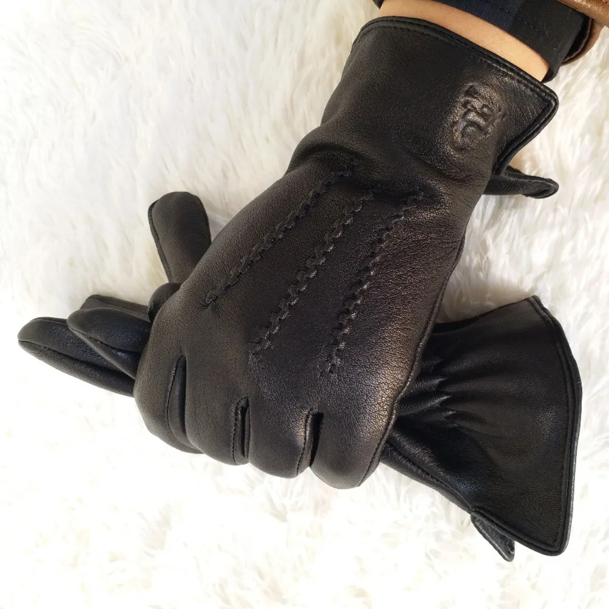 Thermal Insulated Mens Leather Snow Gloves