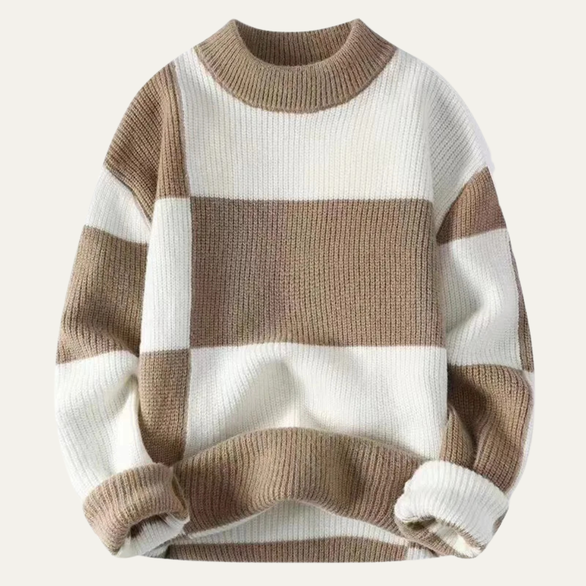 Relaxed Fit Men's Striped Crew Neck Sweater - Nocini