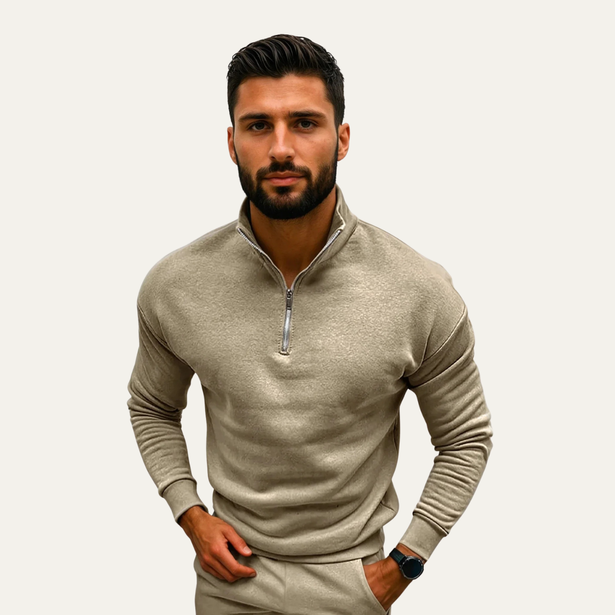 Stylish Mens Quarter Zip Knit Sweater