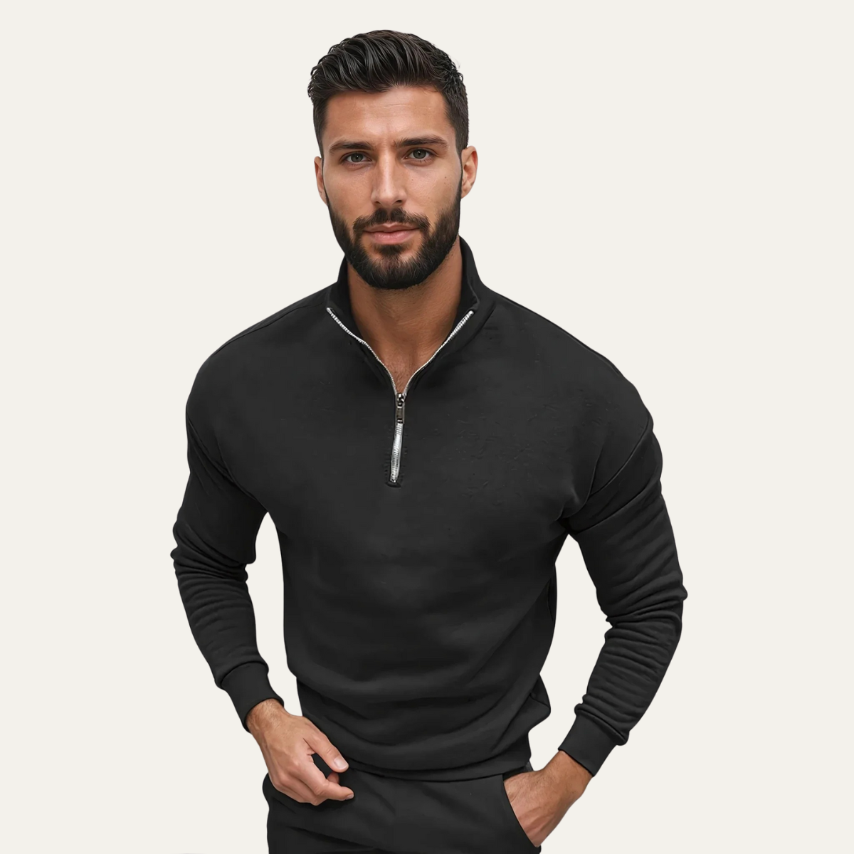 Stylish Mens Quarter Zip Knit Sweater