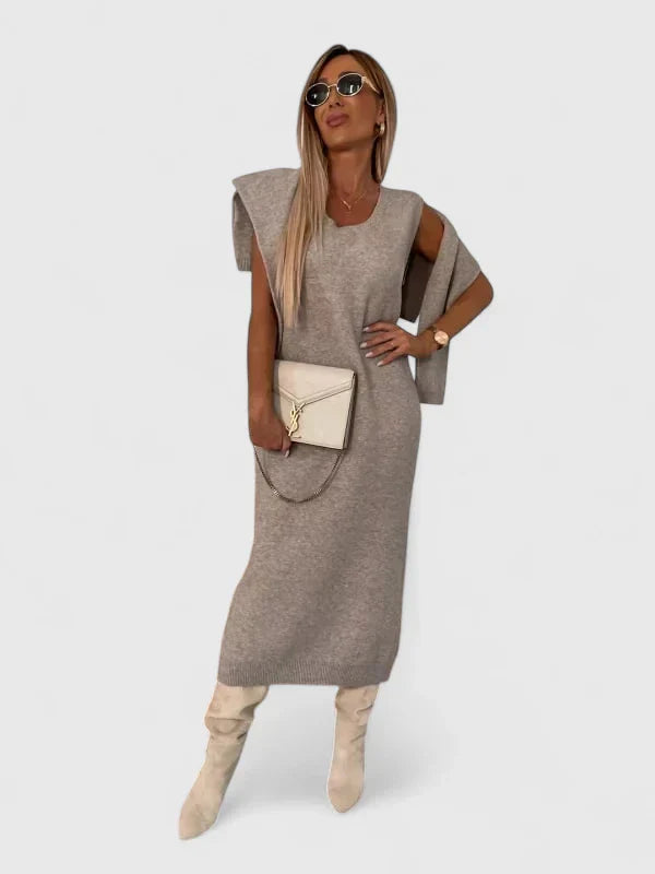 Stylish Dress and Crew Neck Jumper Set