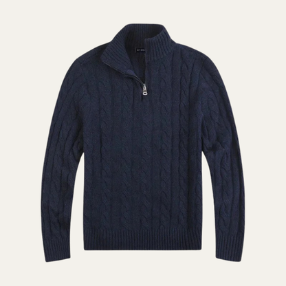 Warm Men's Cable Knit Quarter Zip Jumper Sweater