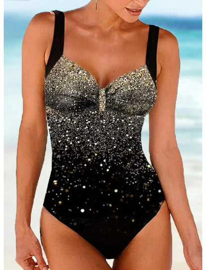 Women's Slimming Swimsuit with Built-in Bra and Sparkle Detail