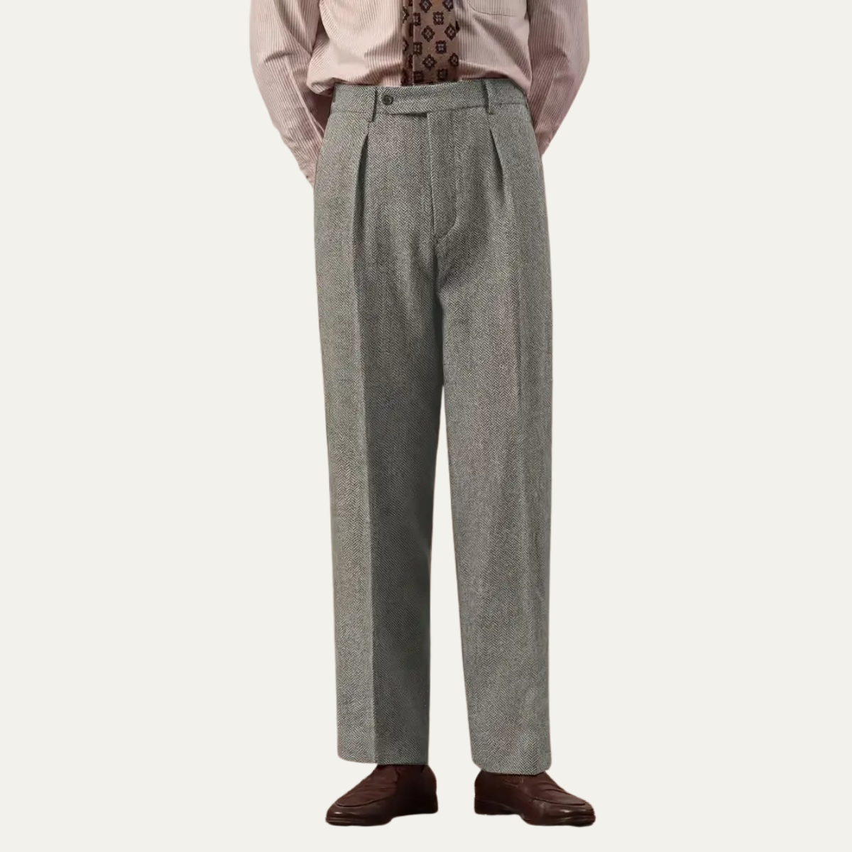 Slim Fit Men's Dress Pleated High Waist Pants
