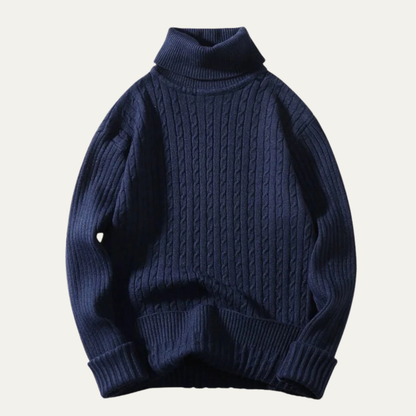 Cozy Men's Cable Knit Crew Neck Sweater