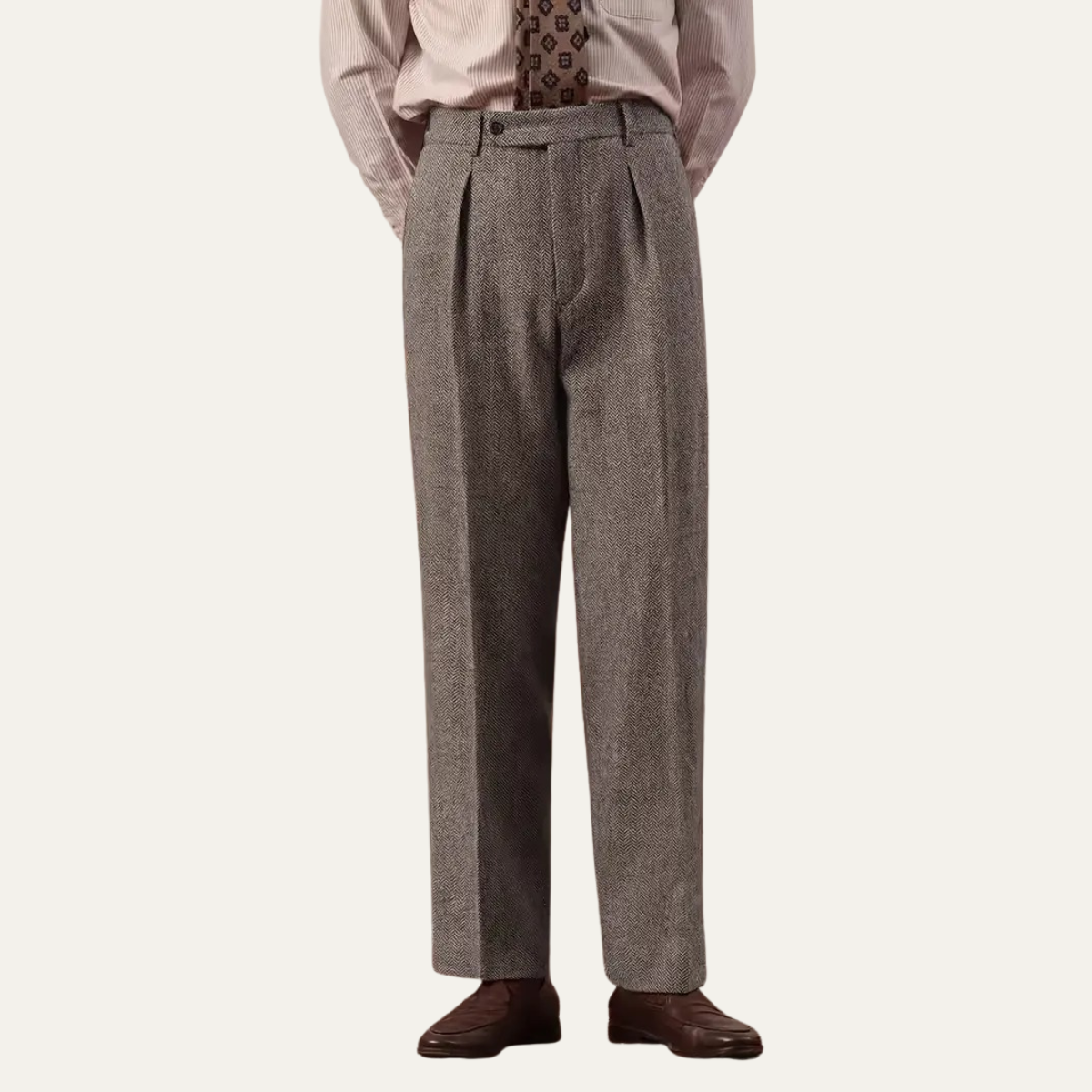 Slim Fit Men's Dress Pleated High Waist Pants
