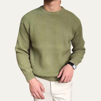 Traditional Men's Ribbed Crew Neck Knit Sweater