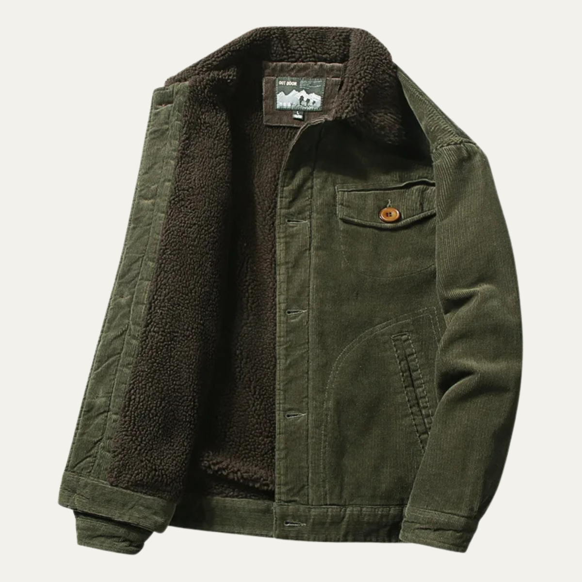 Rustic Mens Corduroy Button Down Winter Jacket