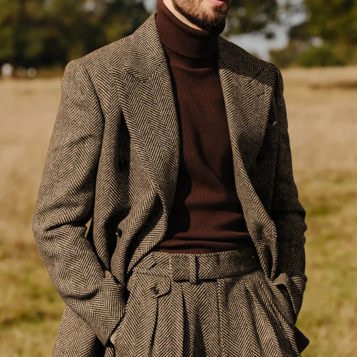 Classic Men's Tweed Blazer and Trousers Set