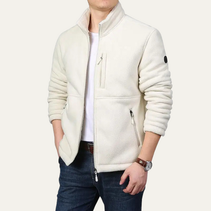 Warm Men's Fleece Zip Up Winter Jacket with Pockets