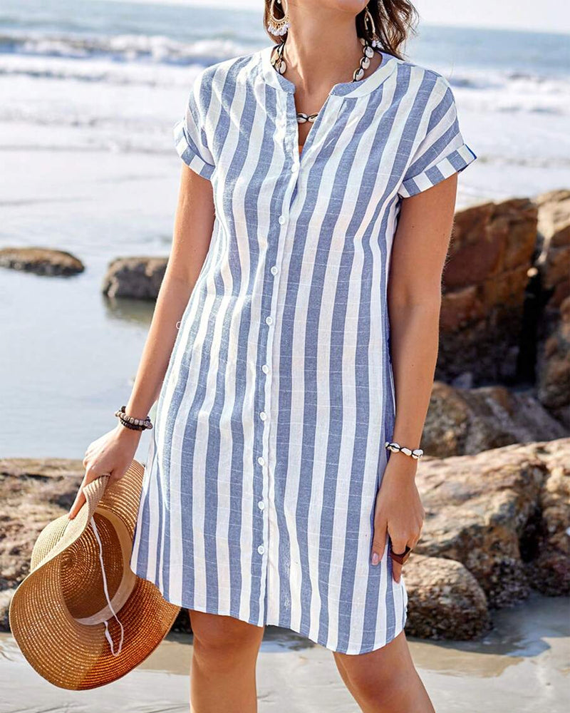 Casual Horizontal Stripe Sundress - Nocini