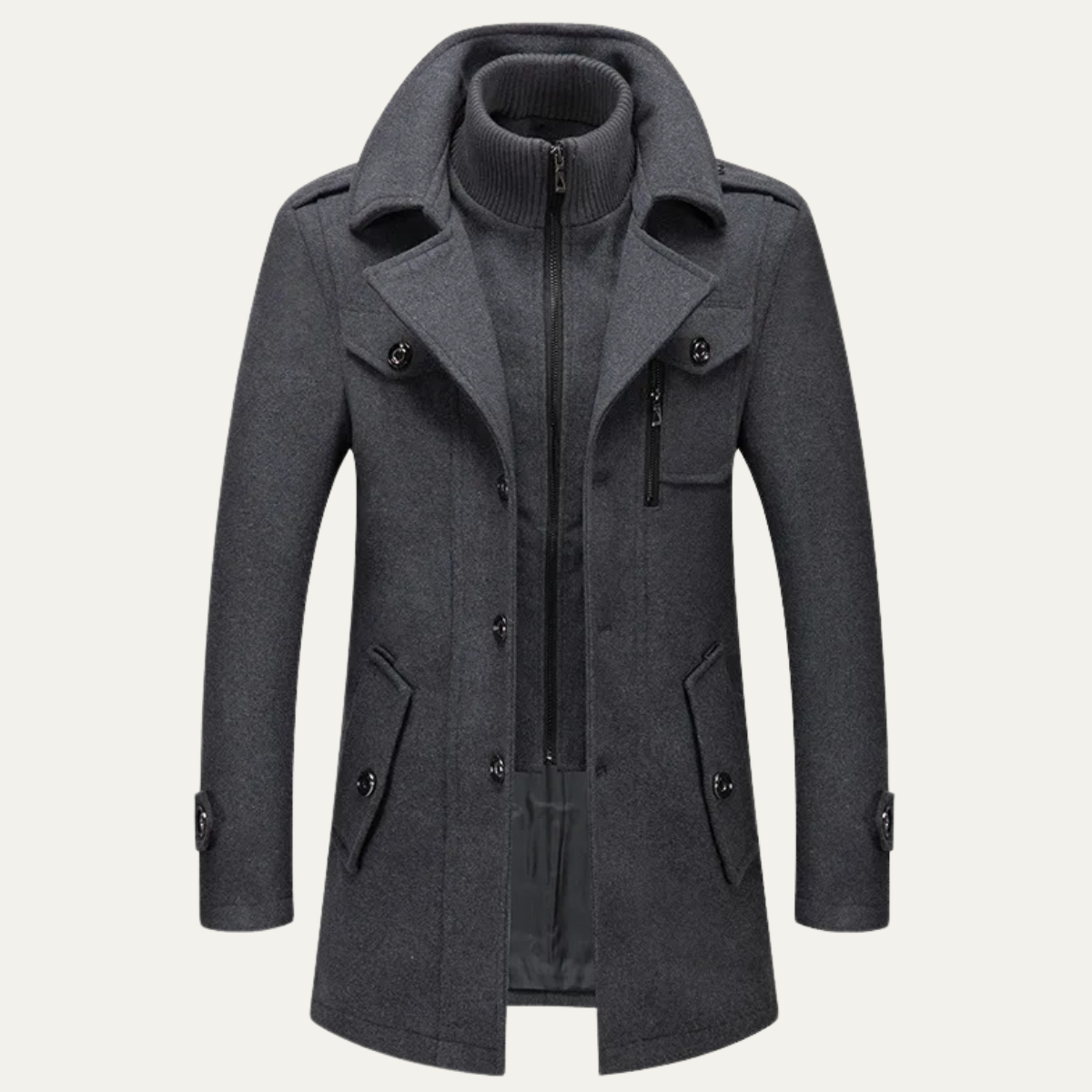 Classic Men's Waterproof Wool Trench Coat