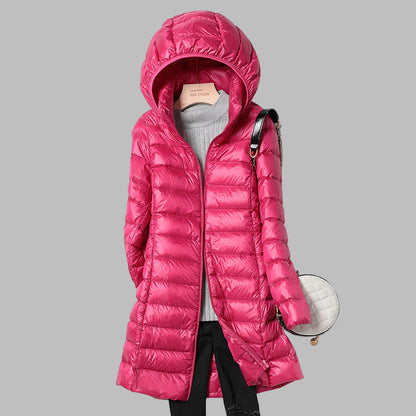 Warm Women's Down Parka with Removable Hood