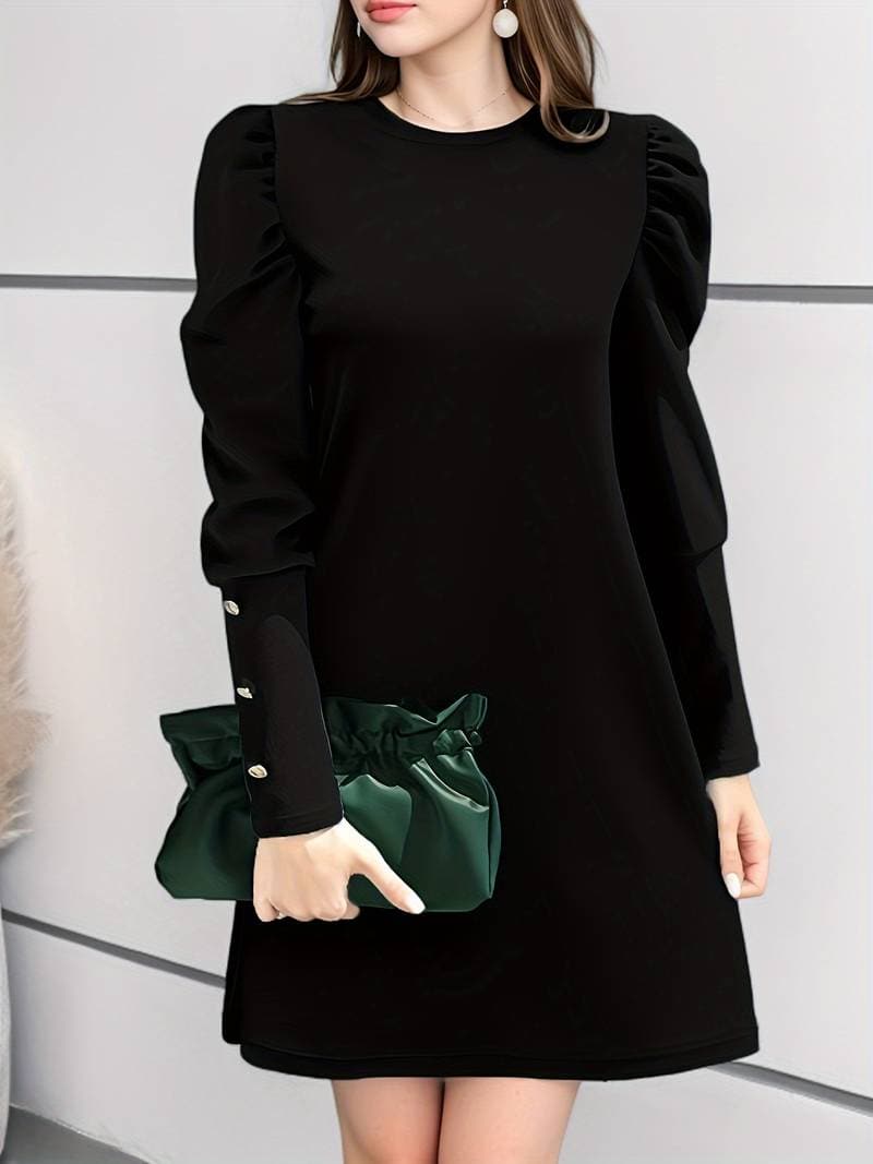 Women's Classic A-Line Dress with Buttons