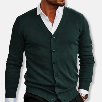 Soft V-Neck Wool Cardigan Sweater