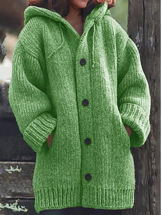 Cozy Women's Button Front Thick Knit Cardigan Sweater