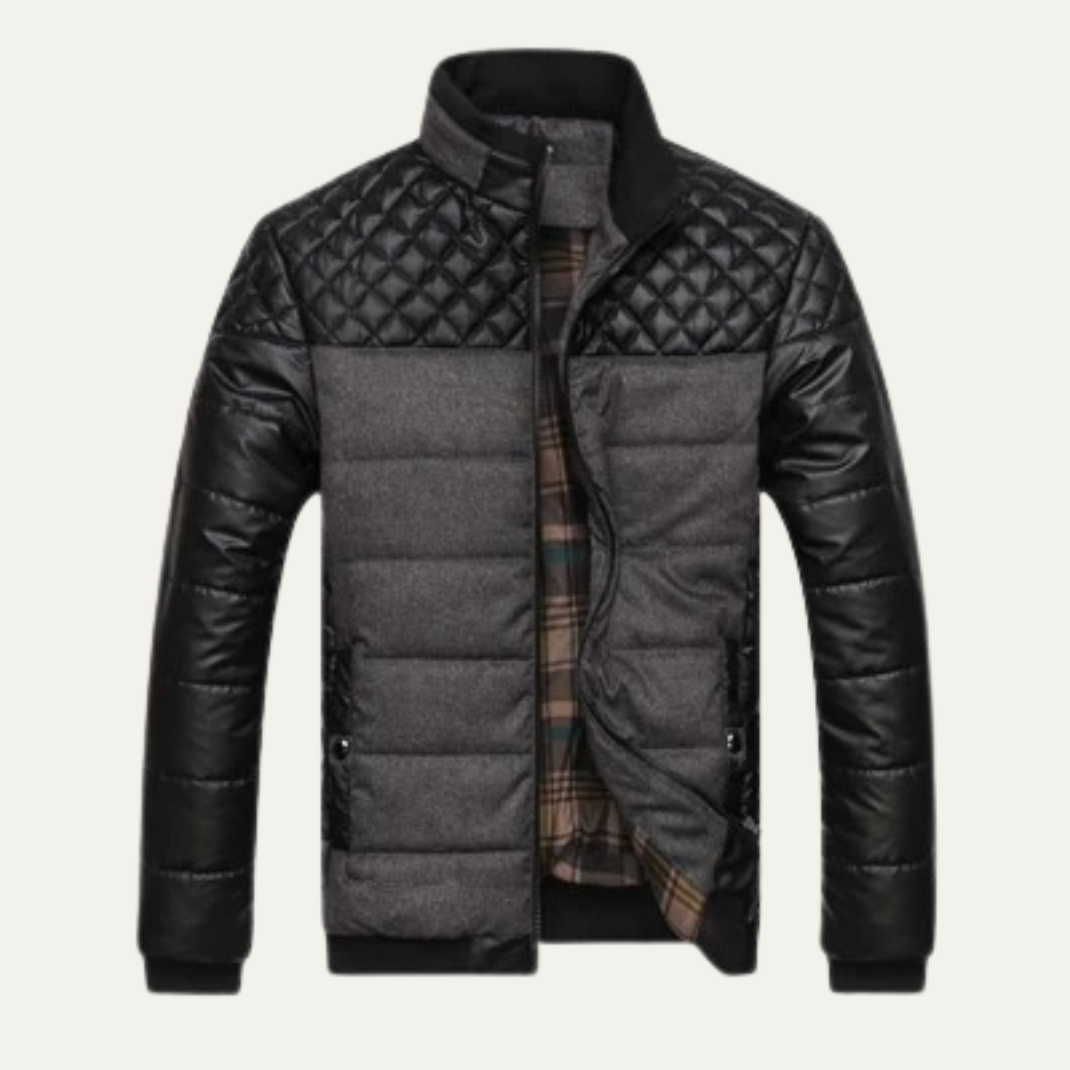 Classic Mens Quilted Biker Leather Jacket