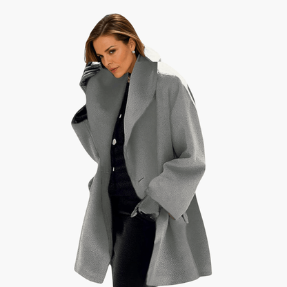 Ladies Red Coat with Oversized Collar and Full Sleeves