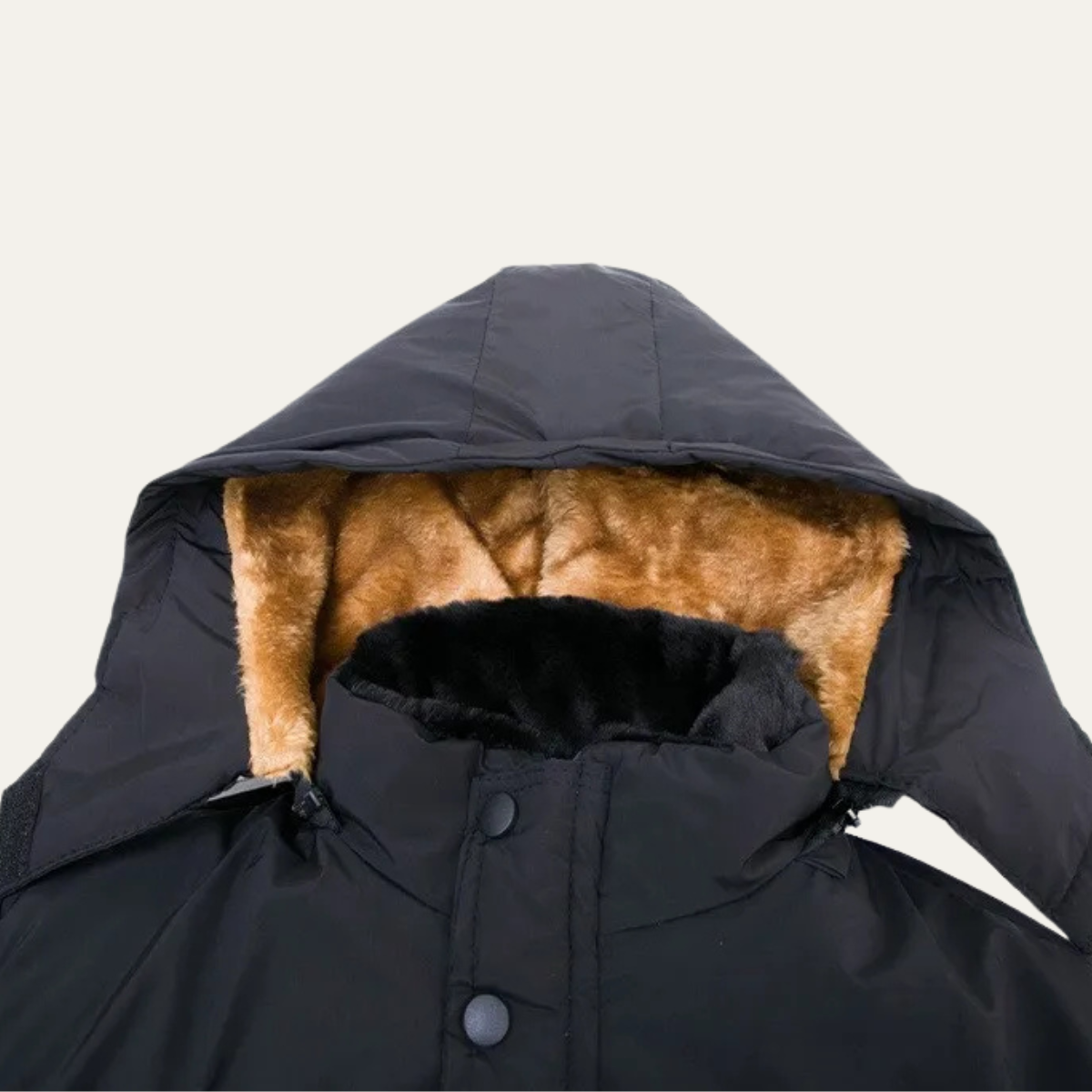 Warm Men's Black Fleece Lined Cotton Parka Jacket
