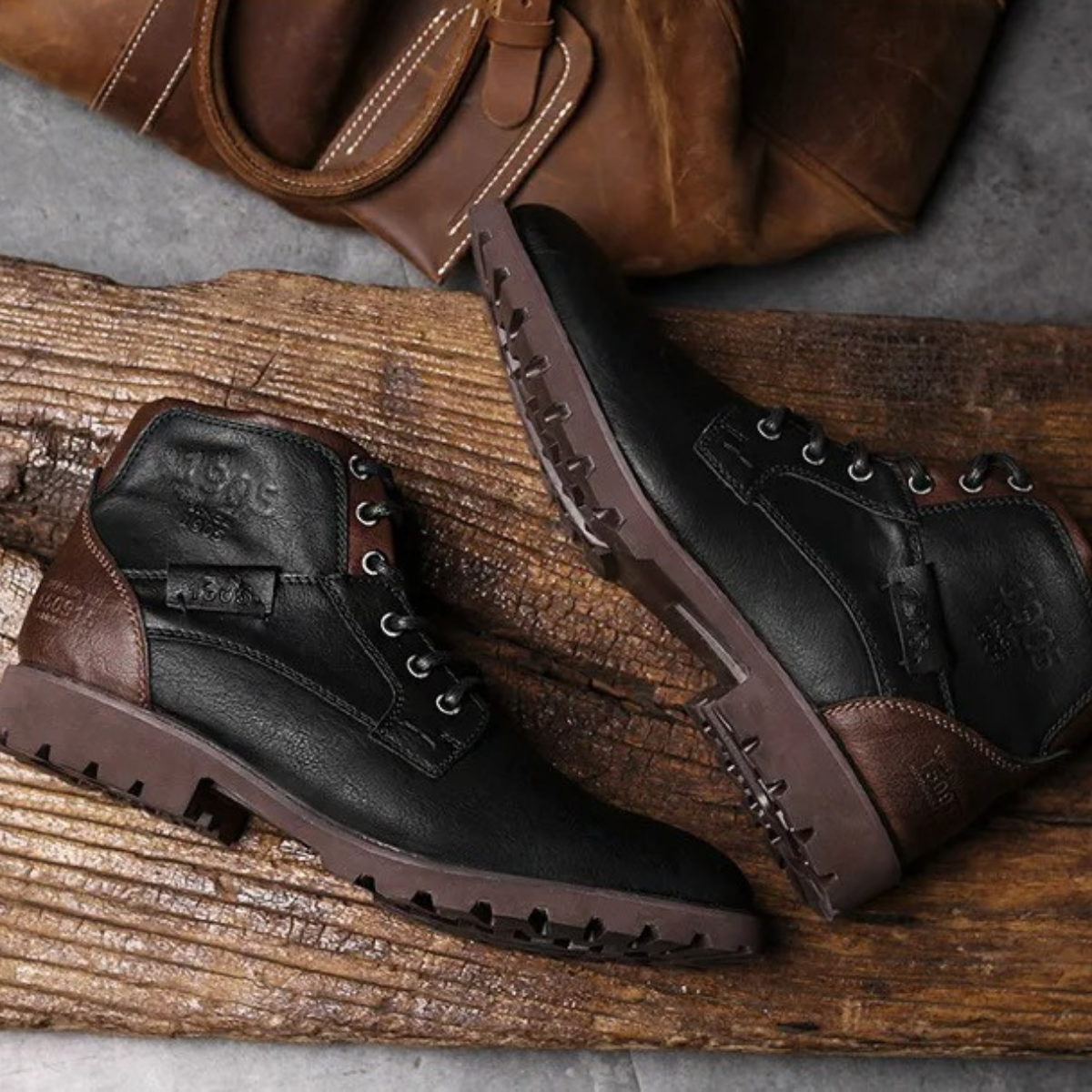 Tough Leather Military Style Ankle Boots