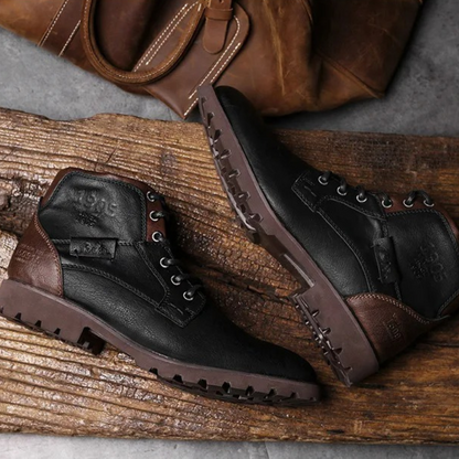 Tough Leather Military Style Ankle Boots