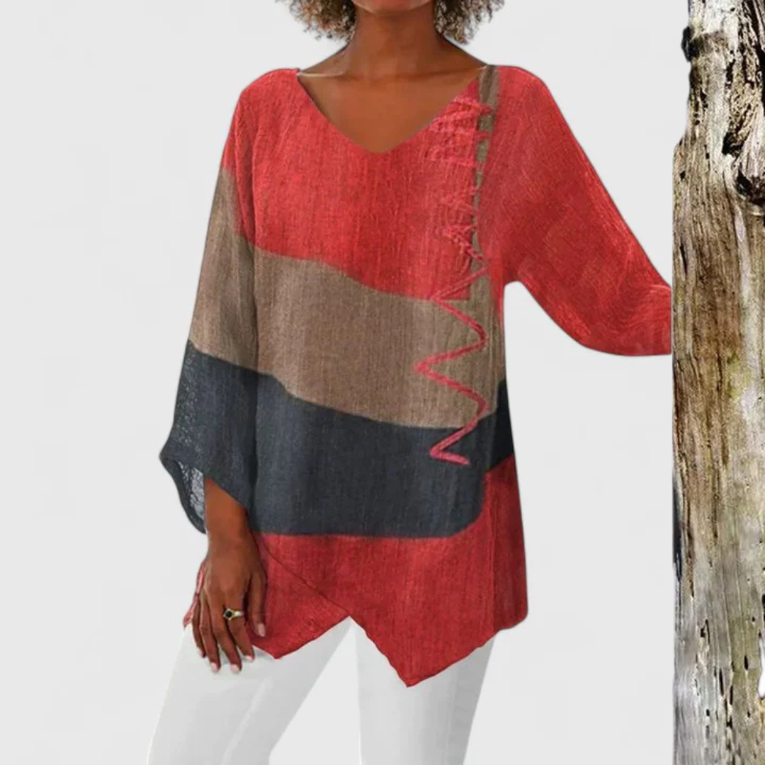 Elegant V-Neck Tunic Top - Olytrend