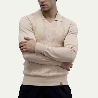 Classic Men's Crew Neck Knit Polo Sweater