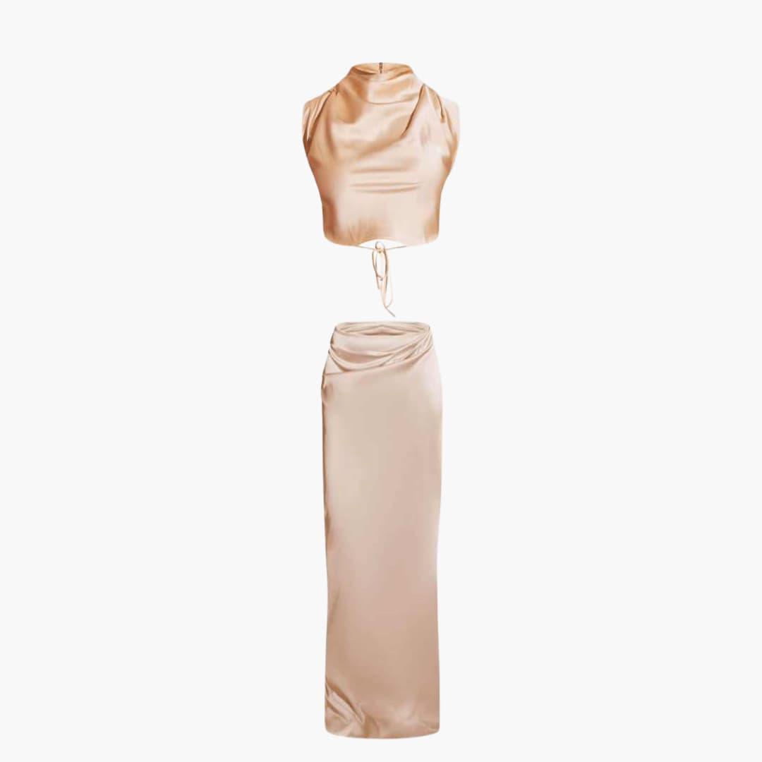 Luxurious Silk Two Piece Pantsuit for Women - Olytrend
