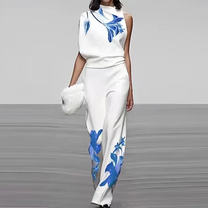 Summer Halter Neck Two Piece Outfit Set