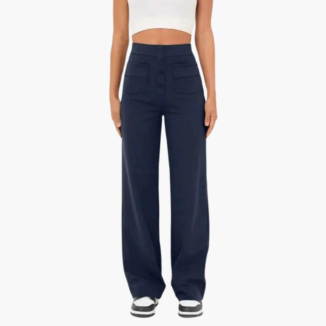 Women's Comfortable Wide Leg Pants with Button Front