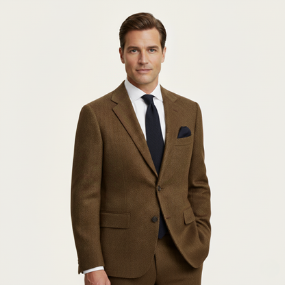 Classic Men's Tan Tweed Blazer Jacket